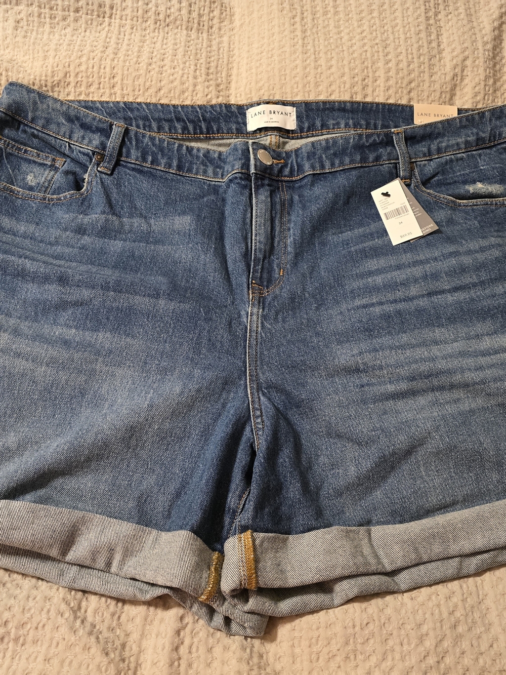 Lane Bryant Blue Rolled-Hem Boyfriend Denim Shorts